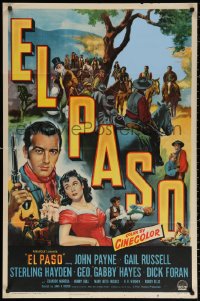 5x0944 EL PASO 1sh 1949 art of John Payne & Gail Russell, plus three men being lynched!