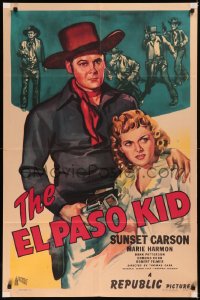 5x0945 EL PASO KID 1sh 1946 western cowboy Sunset Carson, sexy Marie Harmon, gunfight, ultra rare!