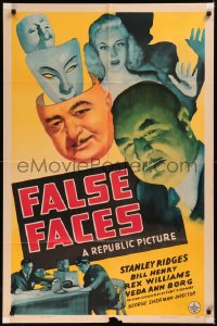 5x0967 FALSE FACES 1sh 1943 George Sherman mystery, Stanley Ridges, Bill Henry, ultra rare!