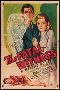 5x0974 FATAL WITNESS 1sh 1945 Evelyn Ankers, detective Richard Fraser w/ ghostly aunt, ultra rare!