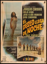 5x0081 EL DESEO LLEGA DE NOCHE Mexican poster 1969 Joaquin Cordero, Isela Vega, Jose Elias Moreno!