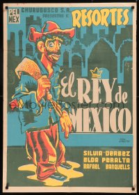 5x0086 EL REY DE MEXICO export Mexican poster 1956 Pucitef art of wacky Adalberto Resortes Martinez!