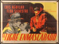 5x0088 EL TIGRE ENMASCARADO Mexican poster 1951 Luis Aguilar, Vega art of masked gunman & couple!