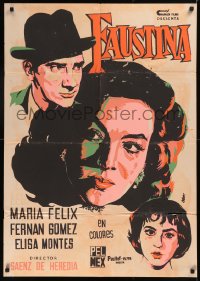 5x0091 FAUSTINA Mexican poster 1957 different close-up artwork of sexy Maria Felix and cast!