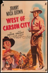 5x1574 WEST OF CARSON CITY 1sh R1947 full-length art of Johnny Mack Brown, Bob Baker!