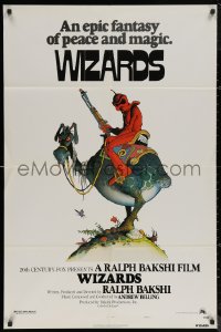 5x1587 WIZARDS 1sh 1977 Ralph Bakshi directed animation, cool fantasy art by William Stout!