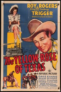 5x1594 YELLOW ROSE OF TEXAS 1sh 1944 great art of western cowboy Roy Rogers & pretty Dale Evans!