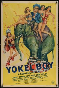 5x1595 YOKEL BOY 1sh 1942 wacky art of Albert Dekker riding circus elephant w/sexy girls!