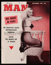 5z1545 MODERN MAN magazine December 1953 great cover portrait of near-naked Jean Carman!