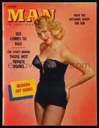 5z1559 MODERN MAN magazine June 1957 sexy Isabella Rye on the cover, nude color centerfold!