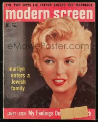 5z1389 MODERN SCREEN magazine November 1956 Marilyn Monroe Enters a Jewish Family, cover by Lowe!