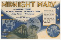 5z0683 MIDNIGHT MARY herald 1933 Loretta Young, Ricardo Cortez, Franchot Tone, William Wellman, rare!