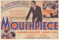 5z0689 MOUTHPIECE herald 1932 District Attorney Warren William becomes alcoholic mob lawyer, rare!