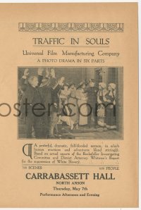 5z0830 TRAFFIC IN SOULS herald 1913 super early Universal movie exposing white slavery in New York!