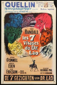 6b0129 7 FACES OF DR. LAO Belgian 1964 great art of Tony Randall's personalities by Detheux!