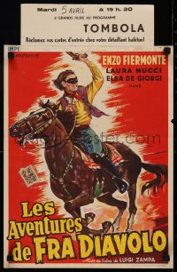 6b0131 ADVENTURES OF FRA DIAVOLO Belgian 1950s Zampa, artwork of Zorro-like masked hero on horse!