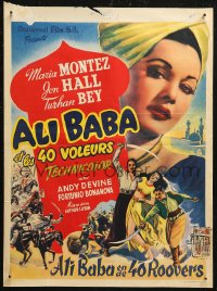 6b0133 ALI BABA & THE FORTY THIEVES Belgian 1948 art of Maria Montez, Jon Hall & Turhan Bey!