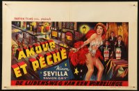 6b0136 AMOR Y PECADO Belgian 1956 full-length art of sexy Ninon Sevilla dancing & city, love & sin!