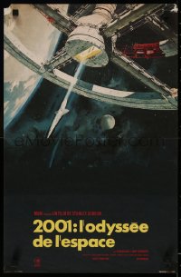 6b0611 2001: A SPACE ODYSSEY French 15x23 R1980s Kubrick, Bob McCall art of space wheel!