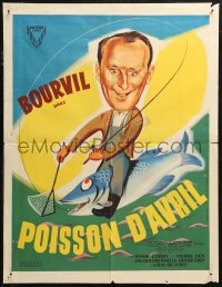 6b0616 APRIL FISH French 20x25 1954 Gilles Grangier's Poisson d'avril, artwork by Georges Allard!