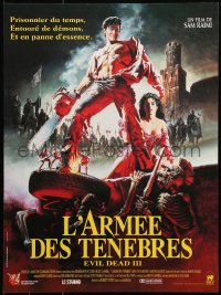 6b0617 ARMY OF DARKNESS French 16x21 1992 Sam Raimi, great art of Bruce Campbell w/chainsaw hand!