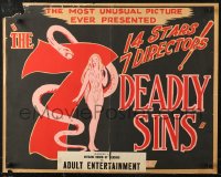 6b0239 7 DEADLY SINS Canadian 1/2sh 1954 different art of sexy Eve and the Serpent, ultra rare!