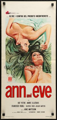 6b0945 ANN & EVE Italian locandina 1971 Gio Petre, Marie Liljedahl, sexy lesbian art by Crovato!