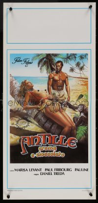 6b0946 ANTILLES CREAM & CHOCOLATE Italian locandina 1986 Aller art of sexy interracial couple on island!