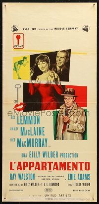 6b0947 APARTMENT Italian locandina 1960 Wilder, Jack Lemmon, Shirley MacLaine, different Longi art!