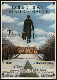 6b0725 BEING THERE Yugoslavian 20x28 1981 art of Peter Sellers walking into the sky, Mister Chance!