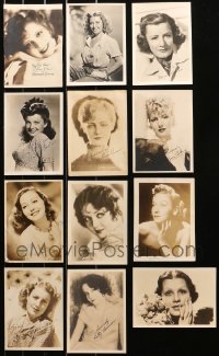 6d0711 LOT OF 12 DELUXE 5X7 FAN PHOTOS OF FEMALE STARS WITH FACSIMILE SIGNATURES 1920s-1940s cool!