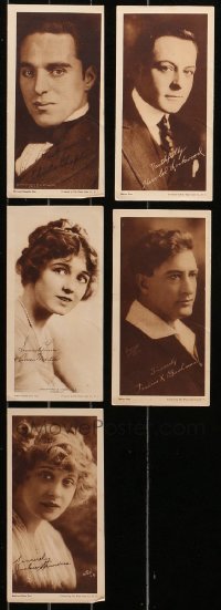 6d0703 LOT OF 5 FACSIMILE SIGNED MOVIE STAR 4.25X8.5 PHOTOS 1910s Charlie Chaplin & more!