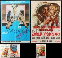 6d0897 LOT OF 11 FORMERLY FOLDED YUGOSLAVIAN POSTERS 1950s-1980s a variety of movie images!