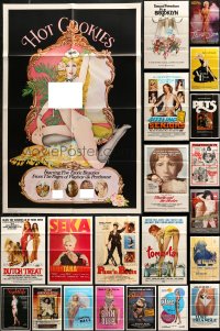 6d0232 LOT OF 43 FOLDED SEXPLOITATION ONE-SHEETS 1970s-1980s sexy images with some nudity!