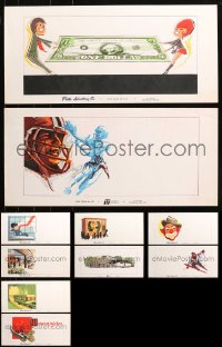 6d0806 LOT OF 10 MOSTLY UNFOLDED 11X24 ADVERTISING POSTERS 1960s a variety of cool images!