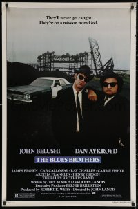 6f0855 BLUES BROTHERS 1sh 1980 cool musicians John Belushi & Dan Aykroyd are on a mission from God!