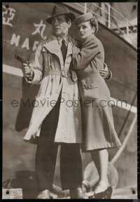 6f0250 ACROSS THE PACIFIC 26x38 German commercial poster 1990s Bogart & Astor on ship's deck!