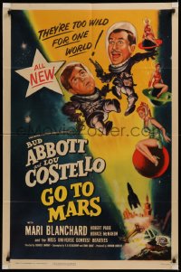 6h0569 ABBOTT & COSTELLO GO TO MARS 1sh 1953 art of wacky astronauts Bud & Lou in outer space!