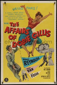 6h0571 AFFAIRS OF DOBIE GILLIS 1sh 1953 Bobby Van, Bob Fosse, wacky art of Debbie Reynolds!