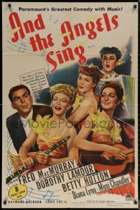 6h0594 AND THE ANGELS SING 1sh 1944 art of Fred MacMurray with Dorothy Lamour & sexy band!