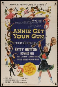 6h0602 ANNIE GET YOUR GUN 1sh R1956 Betty Hutton as the greatest sharpshooter, Howard Keel!