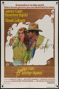 6h0605 ANOTHER MAN ANOTHER CHANCE 1sh 1977 Claude Lelouch, art of James Caan & Genevieve Bujold!