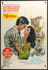 6h0295 SANDPIPER Aust 1sh 1965 great artwork of Elizabeth Taylor & Richard Burton and crowd!