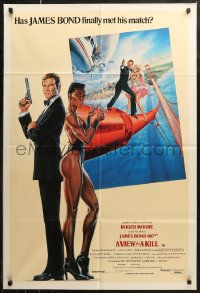 6h0306 VIEW TO A KILL Aust 1sh 1985 art of Roger Moore, Grace Jones & Tanya Roberts by Goozee!