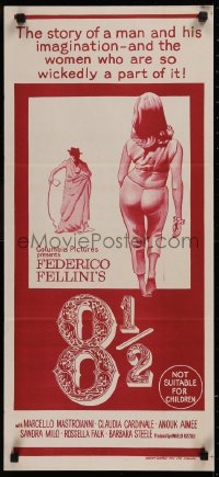 6h0313 8 1/2 Aust daybill R1960s Federico Fellini classic, Marcello Mastroianni & Claudia Cardinale!