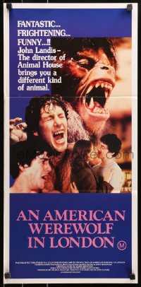 6h0321 AMERICAN WEREWOLF IN LONDON Aust daybill 1982 David Naughton, Agutter, Dunne, John Landis!