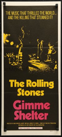 6h0403 GIMME SHELTER Aust daybill 1971 Rolling Stones out of control rock & roll concert!