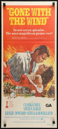 6h0404 GONE WITH THE WIND Aust daybill R1970s Clark Gable, Vivien Leigh, all-time classic!