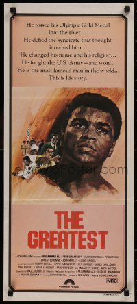 6h0405 GREATEST Aust daybill 1977 art of heavyweight boxing champ Muhammad Ali by Putzu!