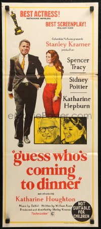 6h0407 GUESS WHO'S COMING TO DINNER Aust daybill 1968 Poitier, Spencer Tracy, Katharine Hepburn!